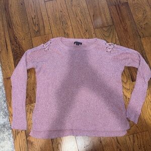 American Eagle Outfitters Pink Lace-Up Shoulder Knit Sweater - Women’s Size M